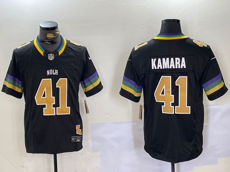 Men New Orleans Saints #41 Kamara Black Three generations 2024 Nike Vapor Limited NFL Jersey style 2